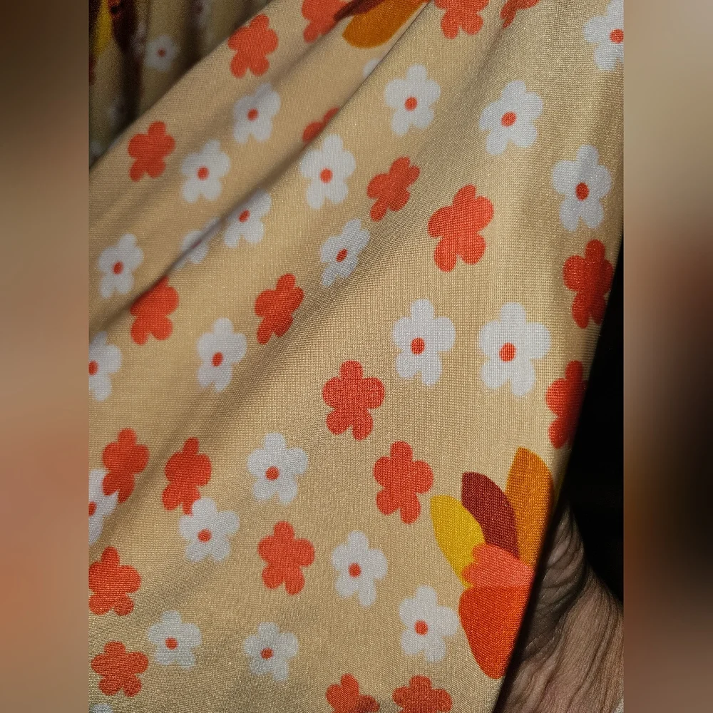 Dot Dot Smile Dress Girl's 5/6 Orange Turkey Flowers Empire Waist